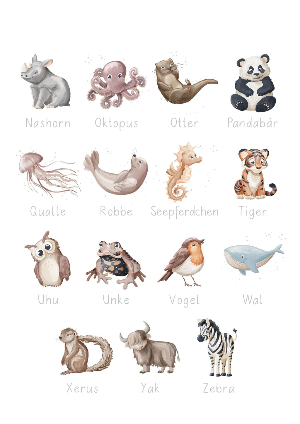 ABC Tiere & Pflanzen Cliparts für Unterrichtsmaterial | PNG & Ausmalbilder - Unterrichtsmaterial - lehrreich.ch