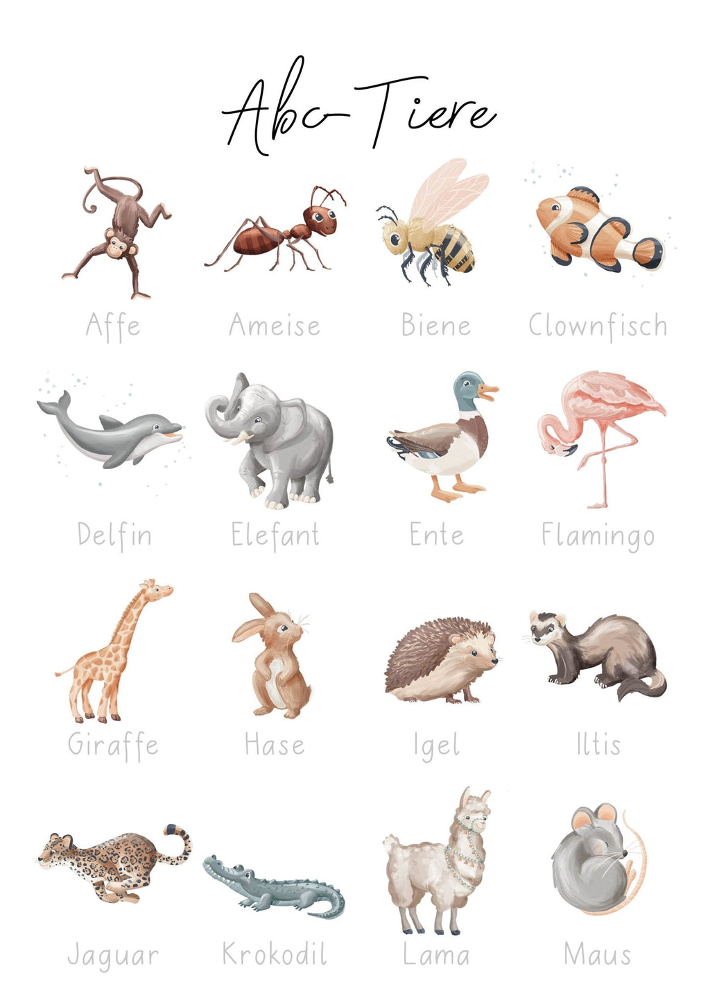 ABC Tiere & Pflanzen Cliparts für Unterrichtsmaterial | PNG & Ausmalbilder - Unterrichtsmaterial - lehrreich.ch