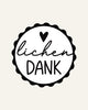 Runder Holzstempel mit der Aufschrift „Herzlichen Dank“ und Herzsymbol – perfekt für Dankeskarten, kleine Aufmerksamkeiten oder Gesten der Wertschätzung.