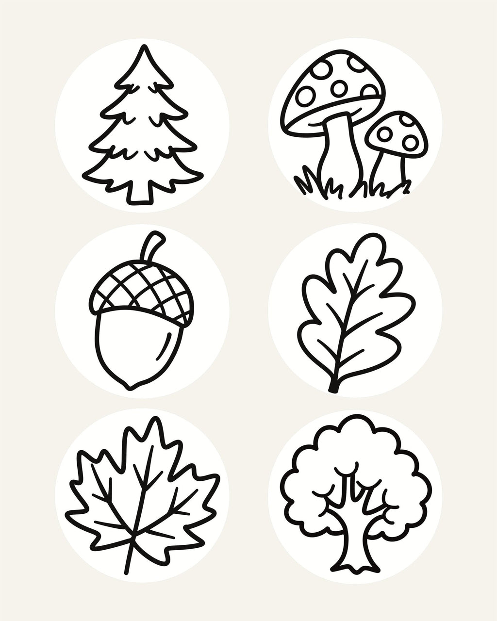 Waldflora Stempelset | 6 Schulstempel zum Thema Wald - Schulstempel - lehrreich.ch