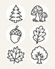 Waldflora Stempelset | 6 Schulstempel zum Thema Wald - Schulstempel - lehrreich.ch